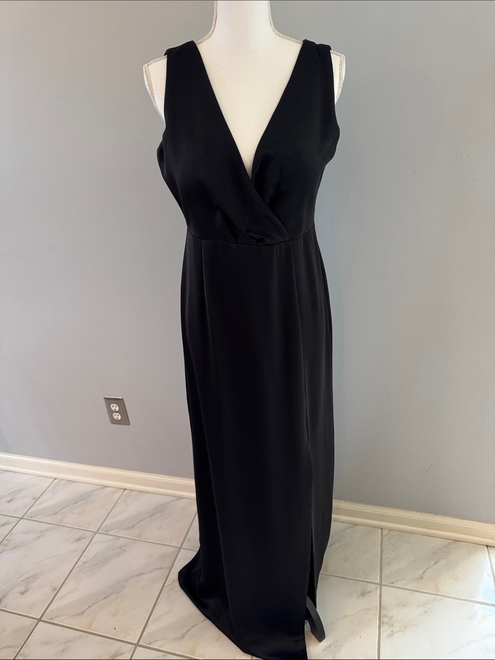 BHLDN Black V-Neck Sleeveless Maxi Gown